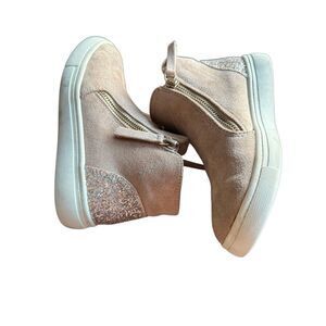 Joie Girls sneakwr boots ankle sz 1 glitter  tan/ champagne